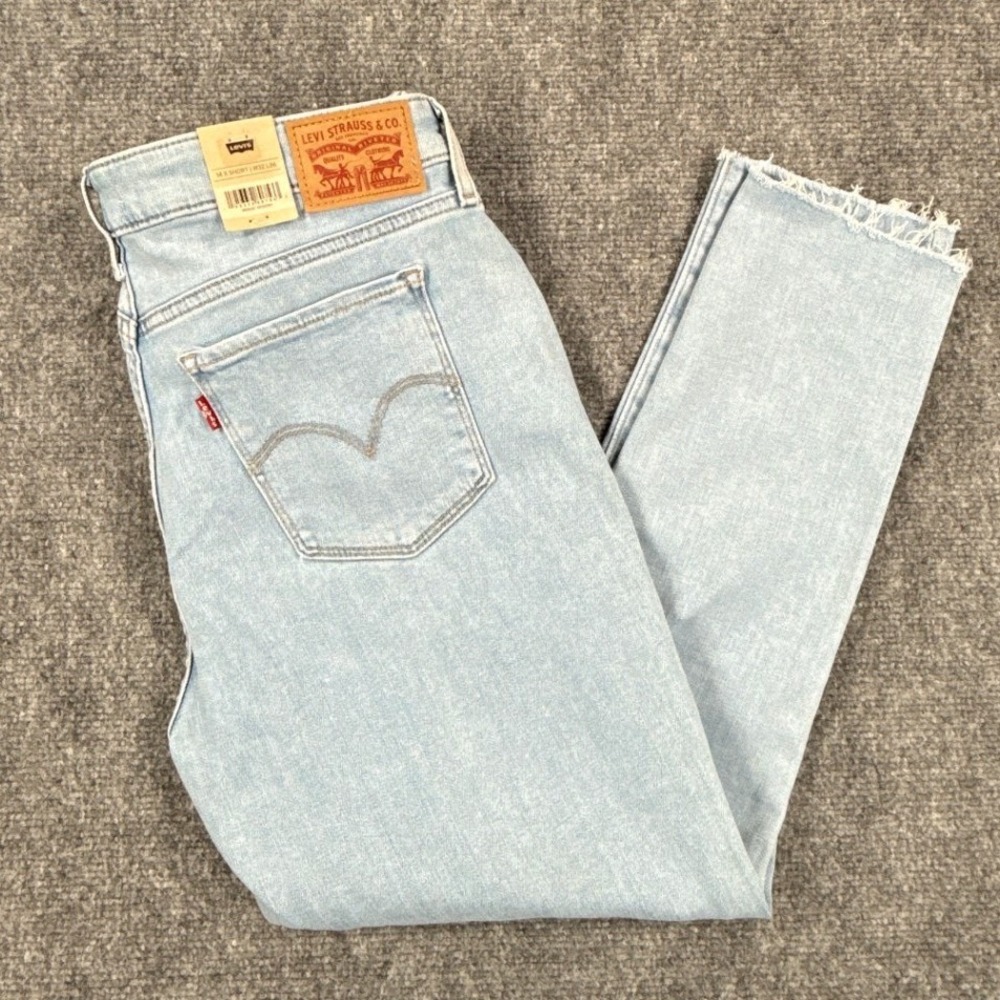 Levis 711 Skinny Jeans Womens 14 Short Light Wash Raw Hem Denim Pants NWT